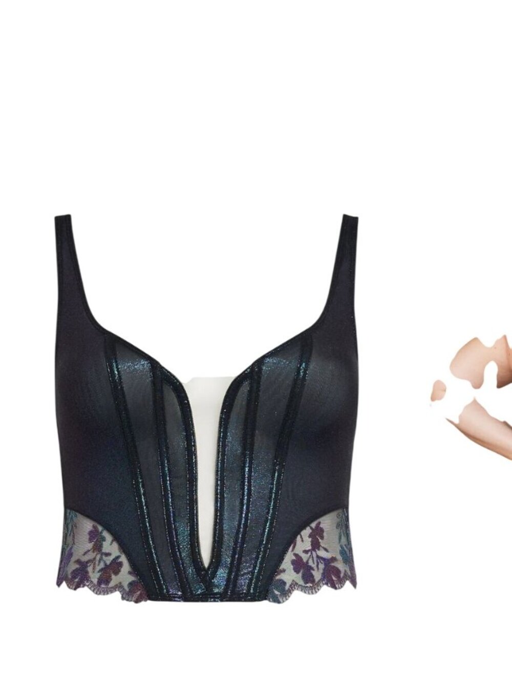 Savage X Fenty 2XL Iridescent Lace Bustier Adjustable Straps Sheer Hook New - Picture 11 of 11